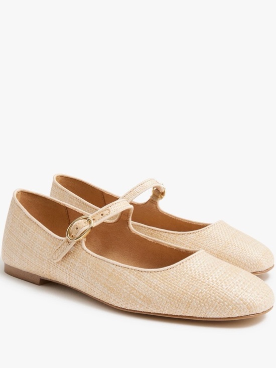 J. Crew Shoes - J. Crew Beige Straw Mary Jane Flats with Gold Buckle 8.5